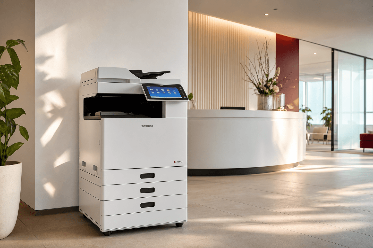 Toshiba e-STUDIO multifunction printer in a modern Gauteng office