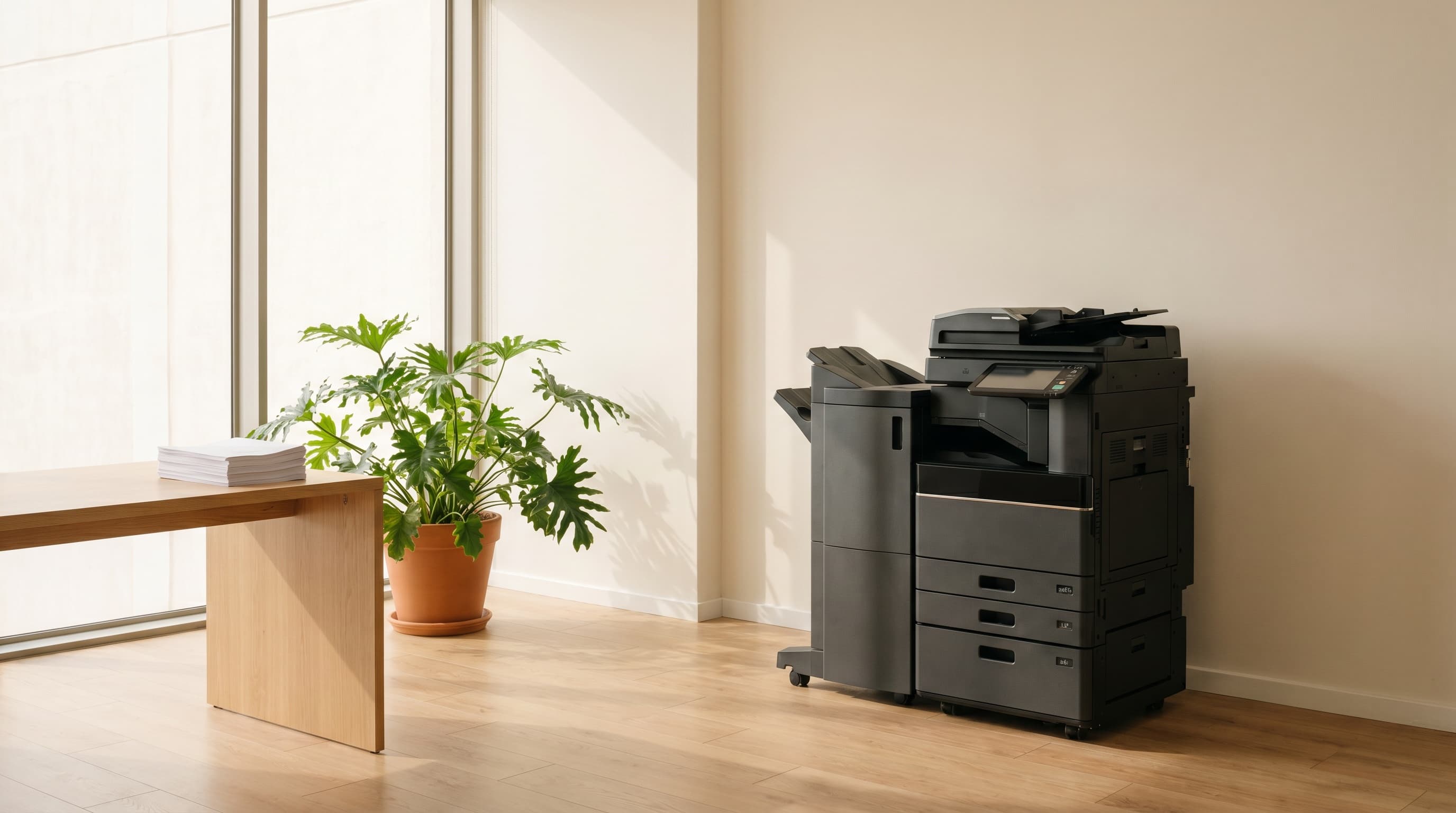 Toshiba e-STUDIO multifunction printer installed in a bright Gauteng office